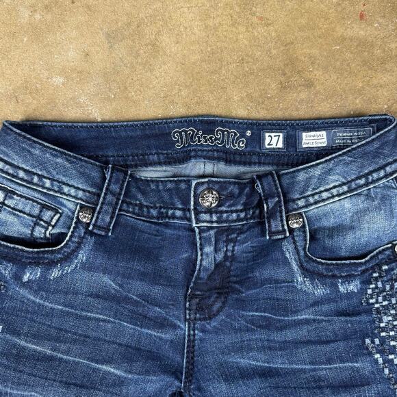 Miss Me Signature‎ Ankle Skinny Jeans Women’s 27 Blue Mid-Rise Embellished - Picture 5 of 14
